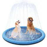 YAUNGEL Hundepool, 150 cm, Planschbecken für Hunde, 0.55mm Verdickt Anti-Rutsch Matte Hund Faltbarer Langlebig Splash Pad für Sommer, Garten