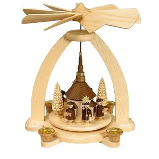 Volkskunstwerkstatt Unger Weihnachtspyramide Tischpyramide, Kurrende Seiffener Kirche