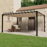 Festnight Pavillon 3x4 Wasserdicht Stabil Winterfest - Metall Gartenpavillon Pergola Mit Lamellendach, Terrassenüberdachung Freistehend Taupe Sonnenschutz Garten