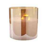 Klocke Dekorationsbedarf LED Kerze mit Timer & Fernbedienung – Dreidochtkerze – Realistisch Flackernd (Amber, Höhe: 15cm - Ø 15cm)