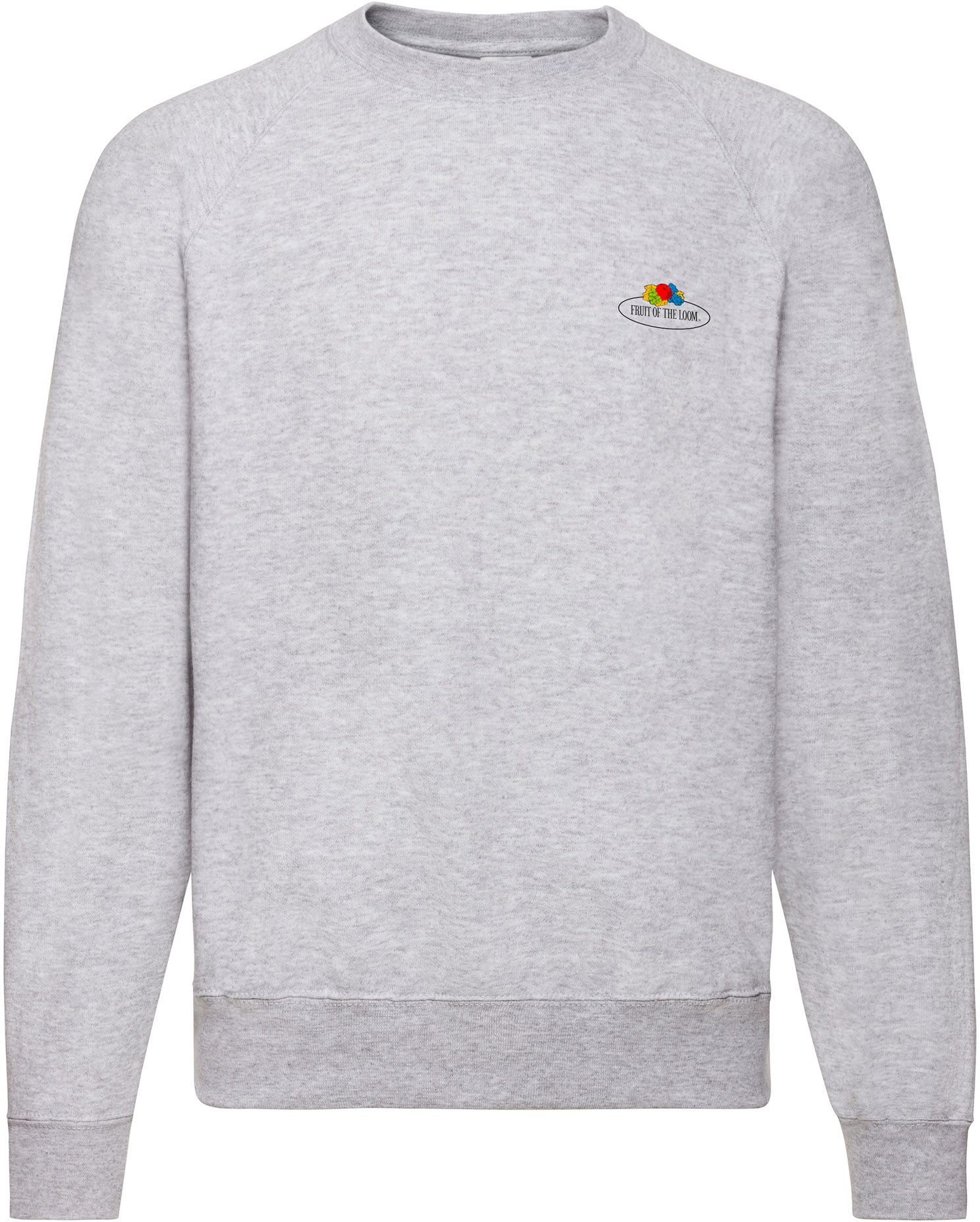 Fruit of the Loom Classic Raglan Sweat mit Vintage-Logo auf der Brust, graumeliert - Vintage-Logo klein, S