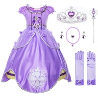 JerrisApparel Mädchen Prinzessin Sofia Kostüm Kleid Geburtstag Party Ankleiden (110, Violett mit Zubehör)