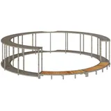 HUAKEHOM Whirlpool-Umrandung mit Stauraum Holztreppe Spa Schwimmbecken Poolumrandung Grau Poly Rattan