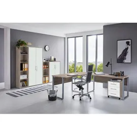 BMG-Möbel Büro Office Edition Set 4, Weiß/Sonoma eiche