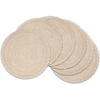 Luxuskollektion 6er Set Runde Platzsets Baumwolle Tischmatten Beige