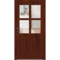 Holz Nebeneingangstür nach Maß "STEFANIE-R" Mahagonioptik-Lasur beidseitig innen öffnend DIN rechts