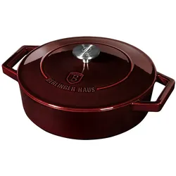 Berlinger Haus runde Gusseisen-Kasserolle mit Deckel (2,57L, Ø26 cm), Burgunderrot