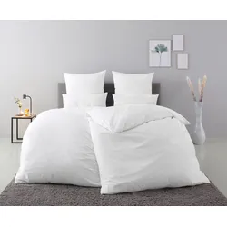 Bettwäsche »Desner«, (2 tlg.), Mikrofaser Qualität, Uni Design, 100% Polyester, Premium Qualität, soft, feinfädig, uni Design, Ökotex zertifiziert, Kissenbezug und Bettdeckenbezug mit Knöpfen ausgestattet, zeitlose uni Design, 55604728-0 weiß 1 St.
