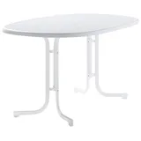 Sieger Boulevard-Klapptisch mit mecalit-Pro-Platte 140 x 90 x 72 cm weiß/marmordekor weiß oval