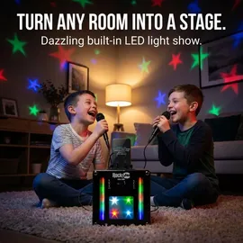 RockJam Singcube 5-Watt Rechargeable Bluetooth Karaoke Machine with Two Microphones, Voice Changing Effects & LED Lights