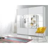 Schiebetürenschrank Kleiderschrank Bilbao 221cm weiß Spiegel 2-türig