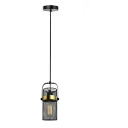 HOME DELUXE - Pendelleuchte LUMINOS - Schwarz / Gold, Blendfreies Licht, 10,5 x 153 cm, Metall / Rattan I Pendellampen Hängeleuchten Hängelampe