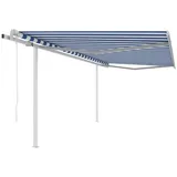 vidaXL Automatisch Gelenkarmmarkise 450 x 350 cm blau/weiß inkl. Pfosten 3070046