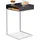 Relaxdays Beistelltisch, C-Form, HBT: 63x37x38 cm, Sofatisch zum Unterschieben, MDF & Metall, Ablagefach, schwarz/Silber