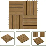 Terrassenfliesen 11stk. Tief Geprägt Wpc 30x30cm 1 Qm Teakfarbe - Terrassendielen - Gartenmöbel - Outdoor Dekoration - Wpc Dielen - Holzoptik - The Living Store
