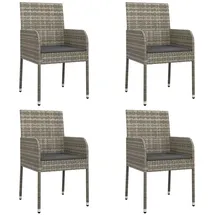 vidaXL Polyrattan Gartenstühle 48 x 55 x 88 cm grau 4 St. inkl. Kissen 319888