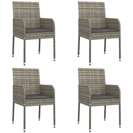 vidaXL Polyrattan Gartenstühle 48 x 55 x 88 cm grau 4 St. inkl. Kissen 319888