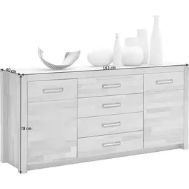 MID.YOU Sideboard Buche, Metall, Kernbuche, massiv, 2 Fächer, 4 Schubladen, 163x78x40 cm, Beimöbel erhältlich, Schlafzimmer, Schlafzimmer Kommoden