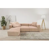 RAUM.ID Ecksofa Gerrid L-Form«, Cord-Bezug, Modulsofa, bestehend aus Eck- und Mittelelement + Hocker rosa