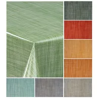 Laro Wachstuch-Tischdecke Wachstischdecke Gartentischdecke Leinenoptik, Muster:Leinenoptik Grün Meliert, Größe:130x200