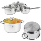 Karl Hausmann Topfset 6-Teilig Kochtopfset Töpfe Kochtopf Kochset Edelstahl Set mit Deckel - Silber
