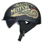 BDTOT Halbschalenhelm Mit ECE Jethelm Retro Visier Motorrad-Helm Brain-Cap Für Cruiser Chopper Roller Moped Scooter