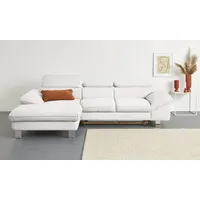 Ecksofa COTTA "Driver L-Form, B: 268 cm", weiß, B:268cm H:73cm T:169cm, LEDER BEEFY (ein abgedecktes Spalt-Rindsleder) im Sitz und Rücken (Korpus in Kunstleder);Luxus-Kunstleder;Kunstleder SOFTLUX;Leder Pampas (echtes Rindsleder), Rückseite mit schwarzem Spannstoff bezogen, Sofas, Ecksofa, Kopfteilverstellung, optional Bettfunktion & Bettkasten