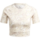 adidas Damen T-Shirt (Short Sleeve) Tf Print Cro T, Wonder Taupe, IC8053, XL