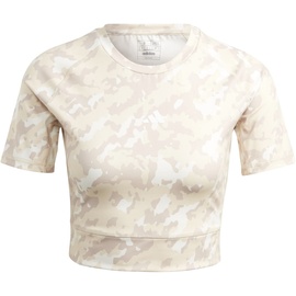 adidas Damen T-Shirt (Short Sleeve) Tf Print Cro T, Wonder Taupe, IC8053, XL