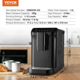 Vevor Automatische Espressomaschine 15 Bar