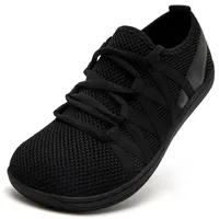 VLHGCG Barfuss Schuhe Damen Barfußschuhe Sneaker mit Breiter Zehenbox Slip On Sportschuhe Bequeme Leichte Turnschuhe Atmungsaktiv Minimalistische Hallenschuhe,Schwarz,EU40 - 40 EU Weit