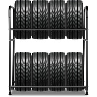 Herrselsam Reifenregal verstellbar,Reifenständer für 8 Reifen,Reifen aufbewahrung 107 x 46 x 117cm Ladekapazität 180kg,felgenbaum mit Reifenschutzhülle, für Garage (1 Stück)