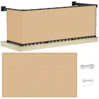 Balkonbespannung Sichtschutz 90 x 250 cm Sonnenschutz Windschutz Reißfest Balkon Sichtschutz Wetterfest Windschutz Sichtblende für Räume Wie Balkon, Schlafzimmer, Sandgelb
