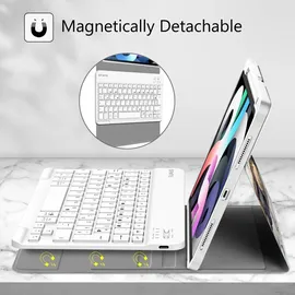 Fintie Tastatur Hülle für iPad Air 11 Zoll M3/M2 (2025/2024), iPad Air 5/4 Generation 10,9" (2022/2020) Trübe Marmor