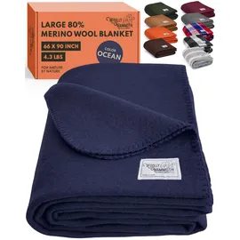 Woolly Mammoth Woolen Company Woolly Mammoth Wolldecke Explorer-Kollektion 167 x 230 cm, 80% Merinowolle - Strapazierfähige Outdoor- & Campingdecke - Wärmendes Schurwollplaid - Für Picknick & Auto