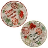 2er Set Pizzateller Charme Red + Charme grün - Rom rot + Moskau grün - 33cm - 04018#ZCHAR + 04018#ZCHAV