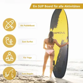 24move Standup Paddle SUP Board Set 320 x 80 x 15 cm schwarz/gelb