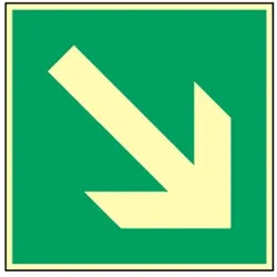 Schild Richtungsangabe schräg, Kunststoff, langnachleuchtend, 160-mcd, 200x200 mm