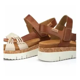 PIKOLINOS für Damen. W4N-0968C1 Palma Sandalen aus braunem Leder -Gewichtskeil 4,5cm (38), 3 bis 5 cm, Klettverschluss, Lässig