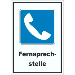 Fernsprechstelle Telefon Symbol und Text Aufkleber A3 (297x420mm)