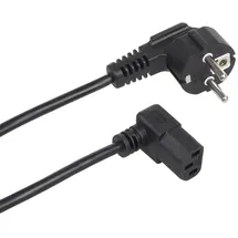Maclean Brackets Maclean Kaltgerätekabel 3-Pin Schutzkontakt auf Kaltgerätestecker | 90° Abgewinkelt | Stromkabel 3 Meter | Unten Gewinkelt, Schwarz für Geräte mit Schutzkontakt