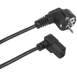 Maclean Brackets Maclean Kaltgerätekabel 3-Pin Schutzkontakt auf Kaltgerätestecker | 90° Abgewinkelt | Stromkabel 3 Meter | Unten Gewinkelt, Schwarz für Geräte mit Schutzkontakt