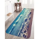A.Monamour Badematten Badteppiche Badvorleger Blauen Ozean Meer Große Wellen Strand Meer Natur Tropische Landschaft rutschfeste Bad Teppiche Matten Für Bad Badewanne Matten 40x120cm