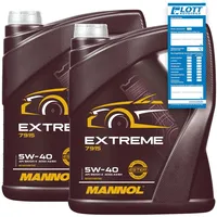 MANNOL 2X 5L MOTORÖL ÖL Extreme 5W-40 MN7915-5 für MB VW OPEL Renault Porsche FIAT MOTORENÖL (10LITER) + INSPEKTIONSAUFKLEBER