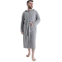 MY HOME Herrenbademantel MY HOME "Nela, ideal für Sauna & Spa, Hotelbademantel, Morgenmantel" Gr. S, grau, L:120cm, Leichtfrottee, Hausmäntel, einfarbig, S-4XL, mit Reißverschluss