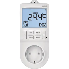 EMOS 2in1 Steckdosenthermostat mit digitaler Zeitschaltuhr Schuko, weiß