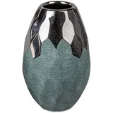 Formano Vase Petrol-Silber 17m aus Keramik matt reliefierte Oberfläche
