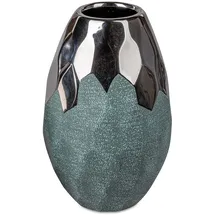 Formano Vase Petrol-Silber 17m aus Keramik matt reliefierte Oberfläche