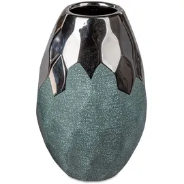 Formano Vase Petrol-Silber 17m aus Keramik matt reliefierte Oberfläche