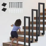 Treppengeländer Innen, Geländer treppe, Handlauf treppe, U Förmiger Geländer, Treppengeländer Außen, Handlauf Schwarz, TreppengeläNder, für Balkone Flure Wohnungen Villen (L-Schwarz, 90CM)